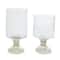 Set of 2 Clear Glass Vintage Hurricane Lamp, 10", 12"